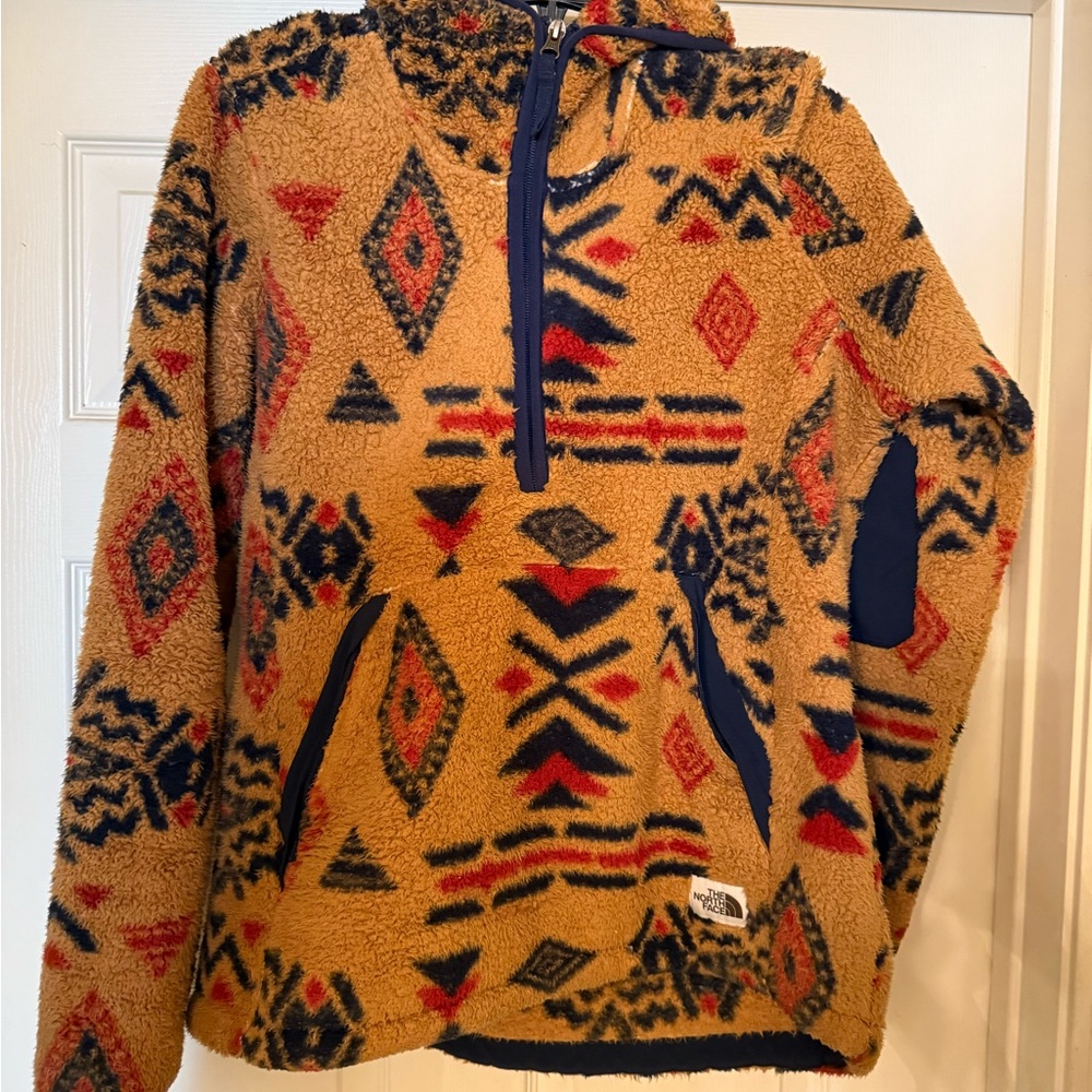 The North Face Women’s Geometric Fleece Sweater - Tan and Red